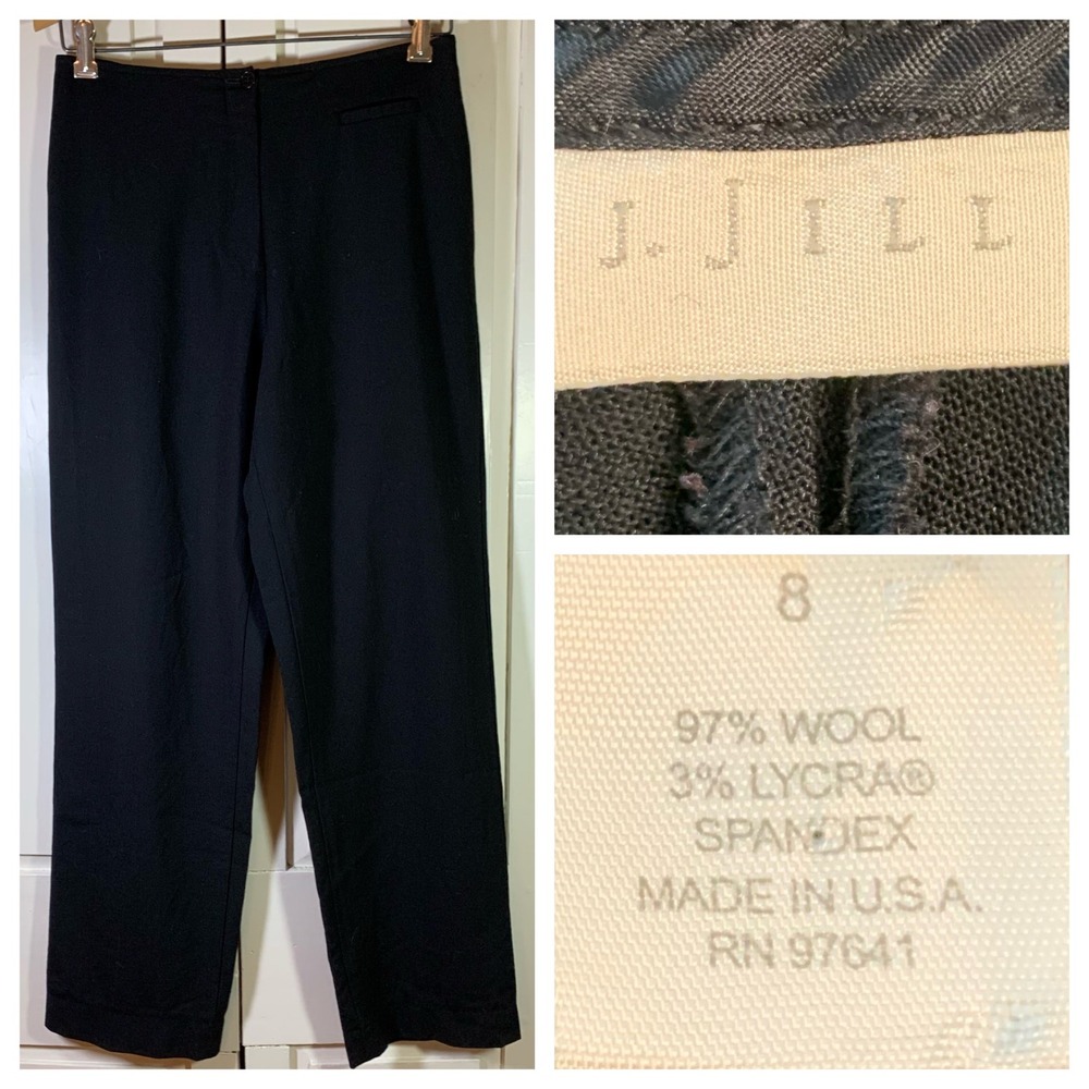 J. Jill Black Wool Blend Straight Leg Dress Pants Trousers Made in USA Womens 8